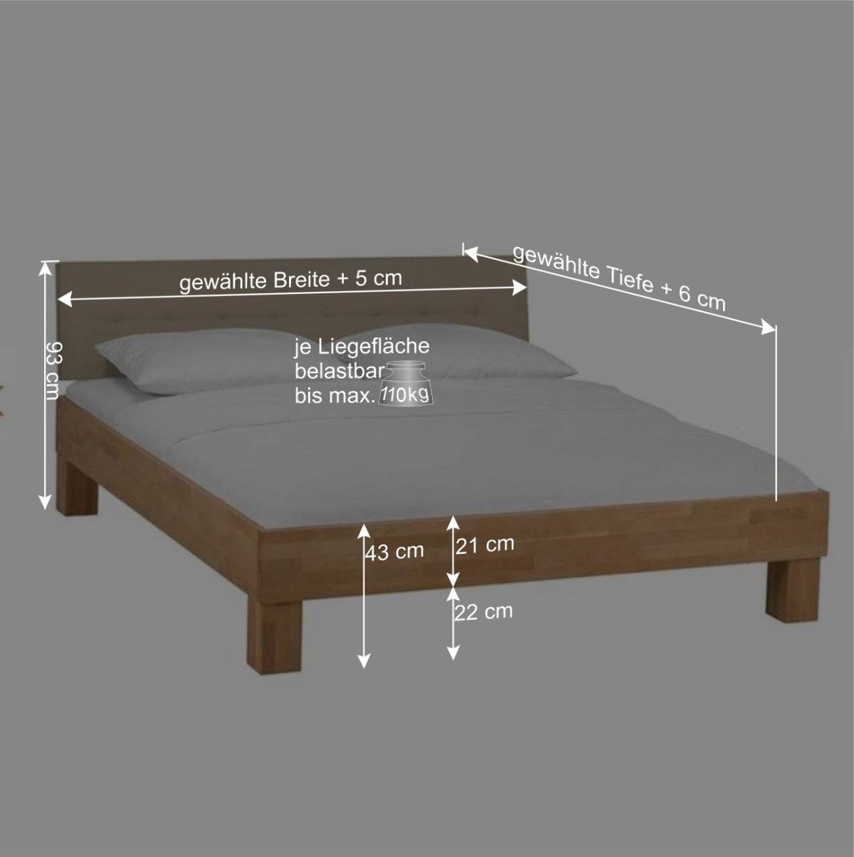 Holz Bett mit Polsterkopfteil Zalto in Buche natur und Beige