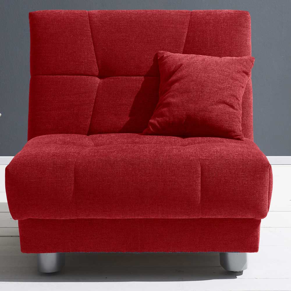 Roter Polstersessel 85 cm breit mit Kissen und silbernen Füßen – Piceon