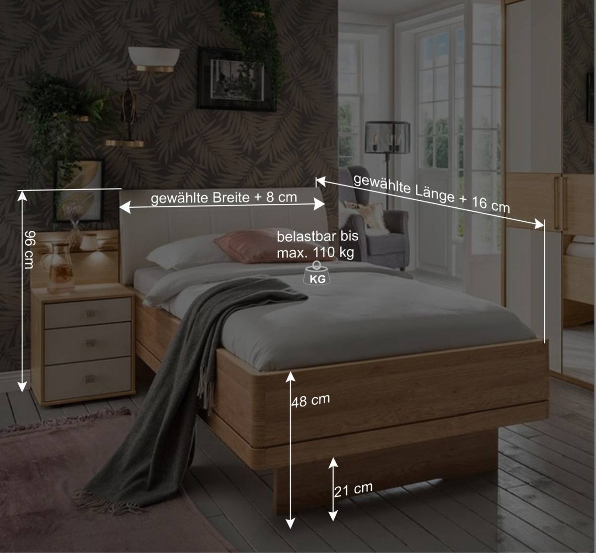 Einzelbett mit Kunstleder Kopfteil in Beige - Emdsiva