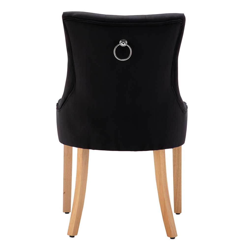 Samtstühle mit Knöpfen in Schwarz - Eleenia (2er Set)