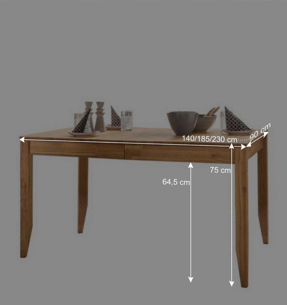 140x90 cm Holztisch aus Eiche geölt - Teano