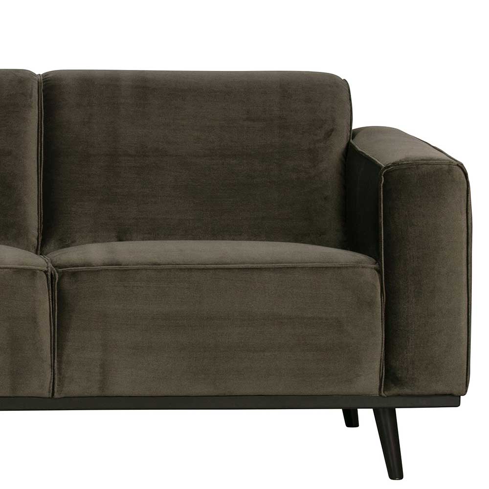230x77x93 Dreier Samtsofa in Dunkelgrün - Bonany