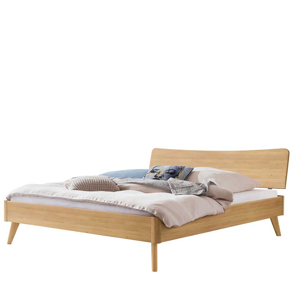 Elegantes Doppelbett aus heller Eiche massiv - Ammie