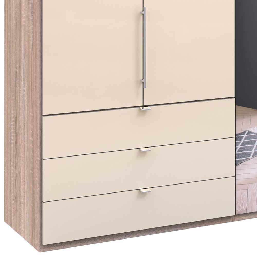 300cm 3-türiger Falttürenschrank mit Spiegel - Rativian