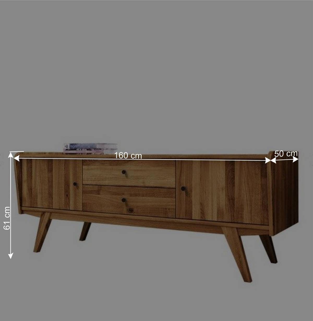 Mid Century Lowboard aus Wildeiche Massivholz - Hardus