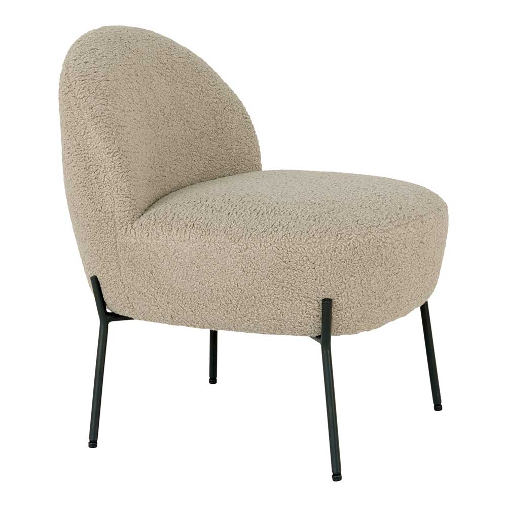 Plüsch Sessel ohne Armlehnen in Beige - Zutana