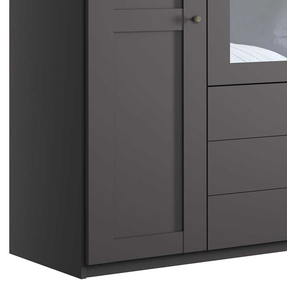4-türiger Kombi-Schlafzimmerschrank in Dunkelgrau - Mataram