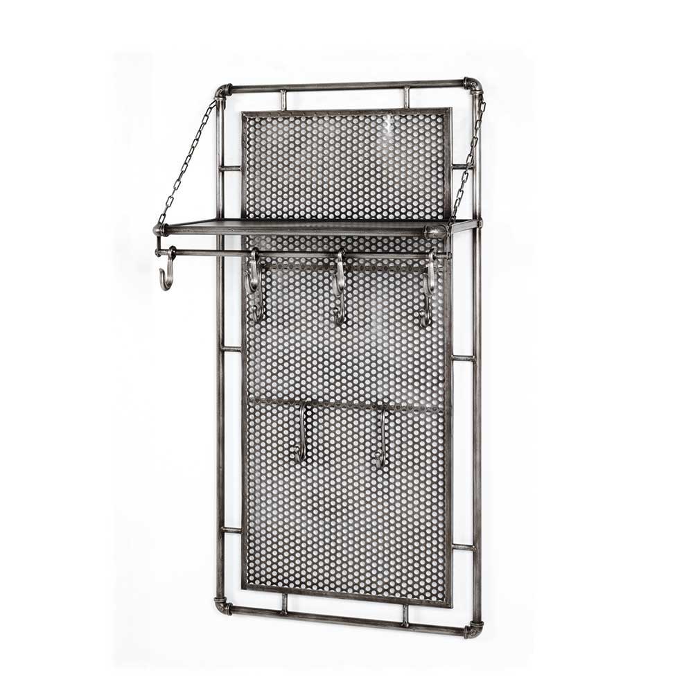 Komplette Wandgarderobe aus robustem Metall mit Ablage, Kleiderstange und mehreren Haken für den Flur – Foskany