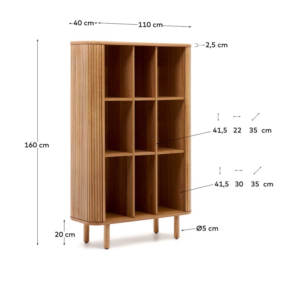 Highboard aus Holz mit detaillierten Maßen und Abmessungen – Calming