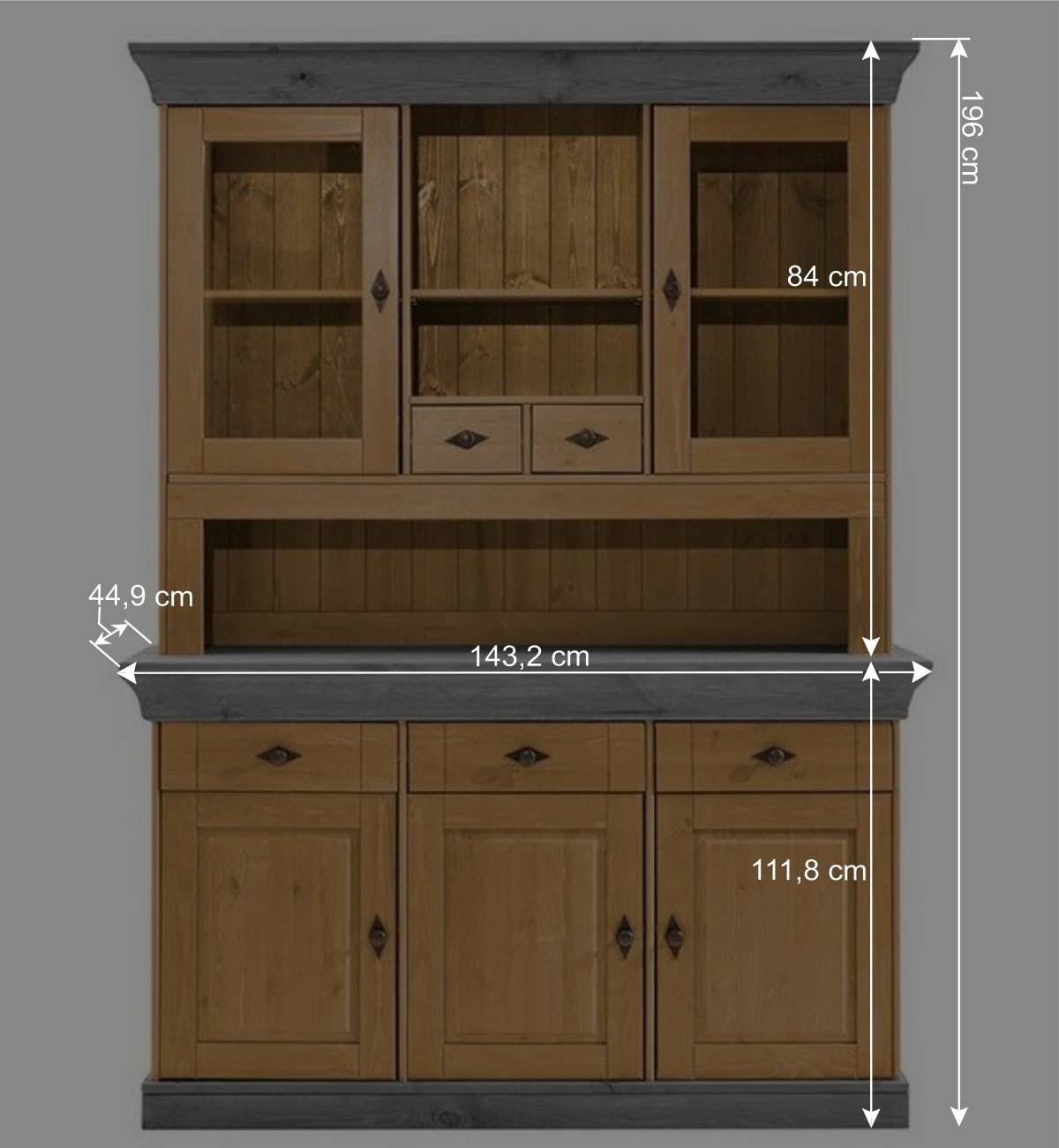 Landhaus Buffetschrank aus Massivholz zweifarbig - Eshelas