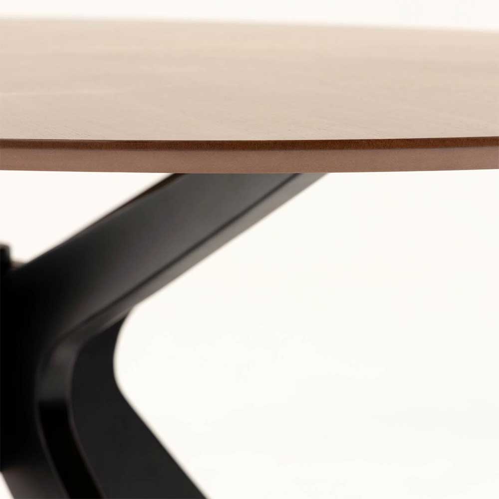 Ovaler Retro Design Tisch in Walnuss & Schwarz - Botan