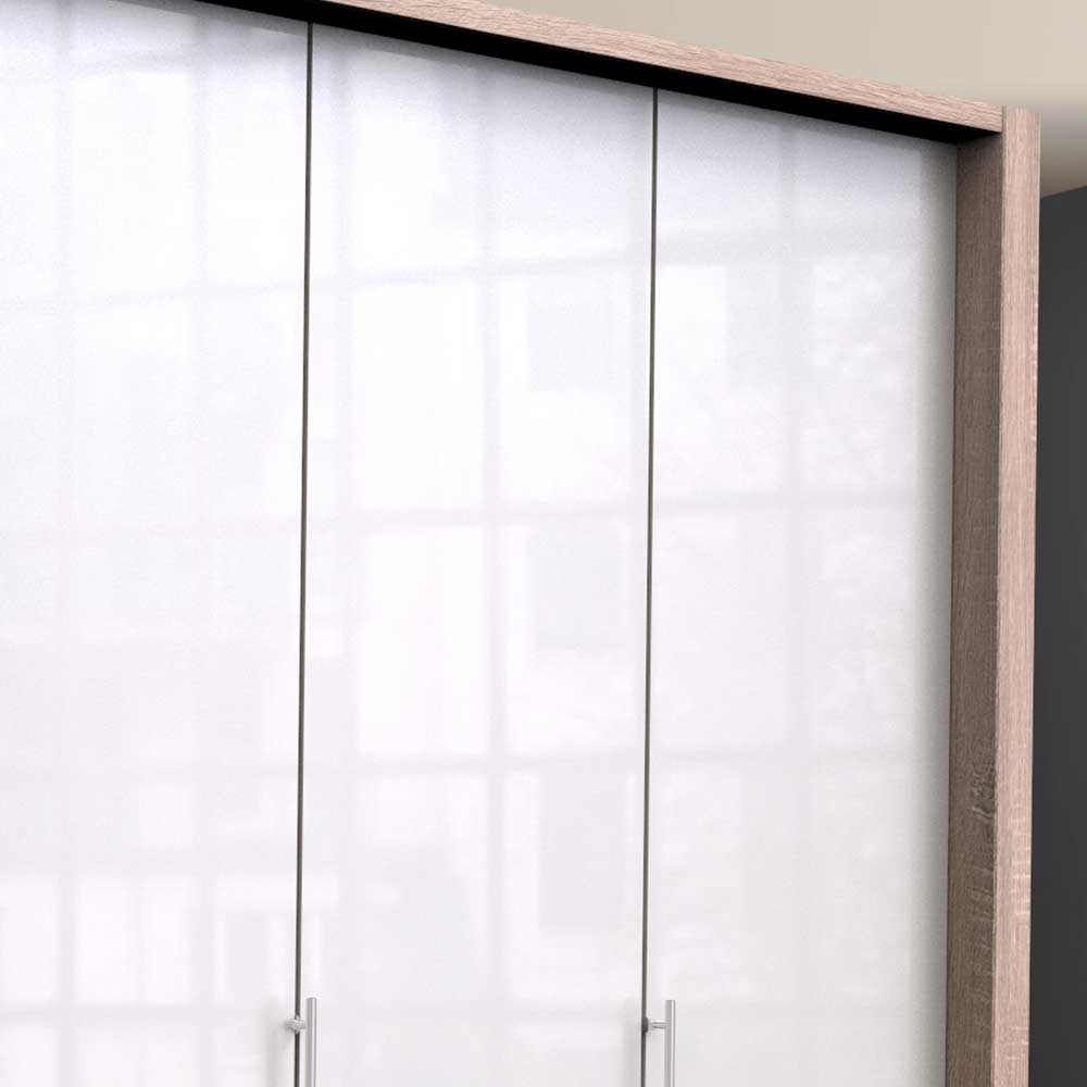 Eleganter Kleiderschrank in Weiß Glasbeschichtung - Bosays