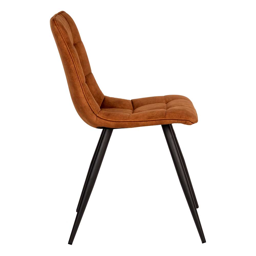 Velours Esstischstuhl in Ocker & Schwarz - Jacintas (2er Set)