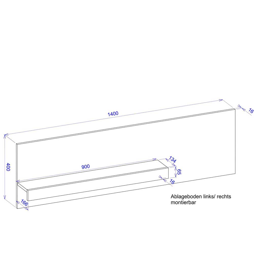 Wandboard in Anthrazit & Wildeiche Dekor - Ahilav