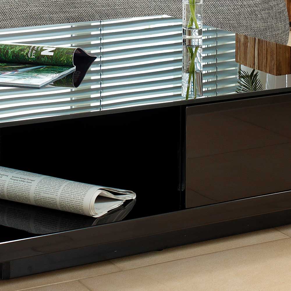 100x100 Couch Schubladentisch in Schwarz - Frunz