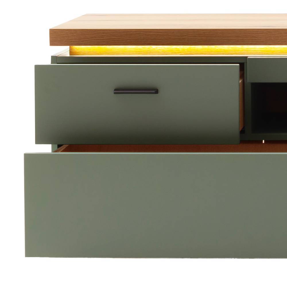 TV Lowboard in Graugrün und Eiche - Kwin