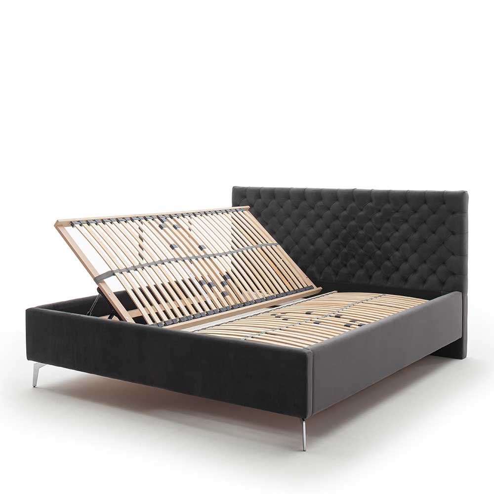 Samt Polsterbett mit Chesterfield Kopfteil - Badehma
