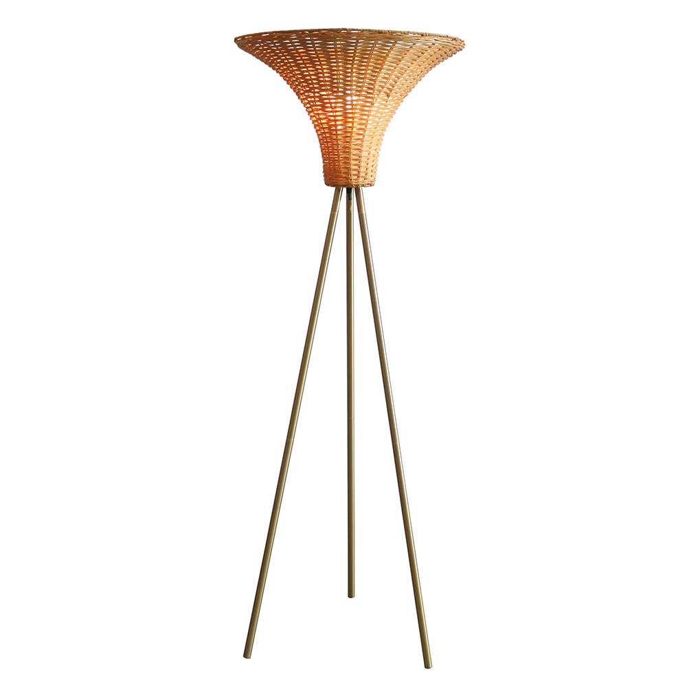 Stehleuchte mit Geflechtschirm Rattan - Alexandre