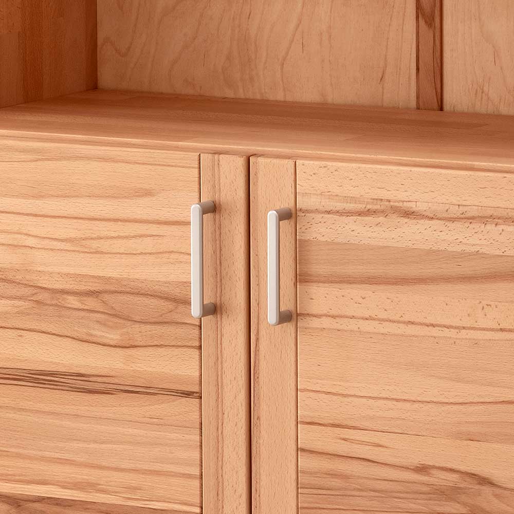 Aktenschrank aus Buche mit Doppeltür und modernen silbernen Griffen für das Büro – Naxos