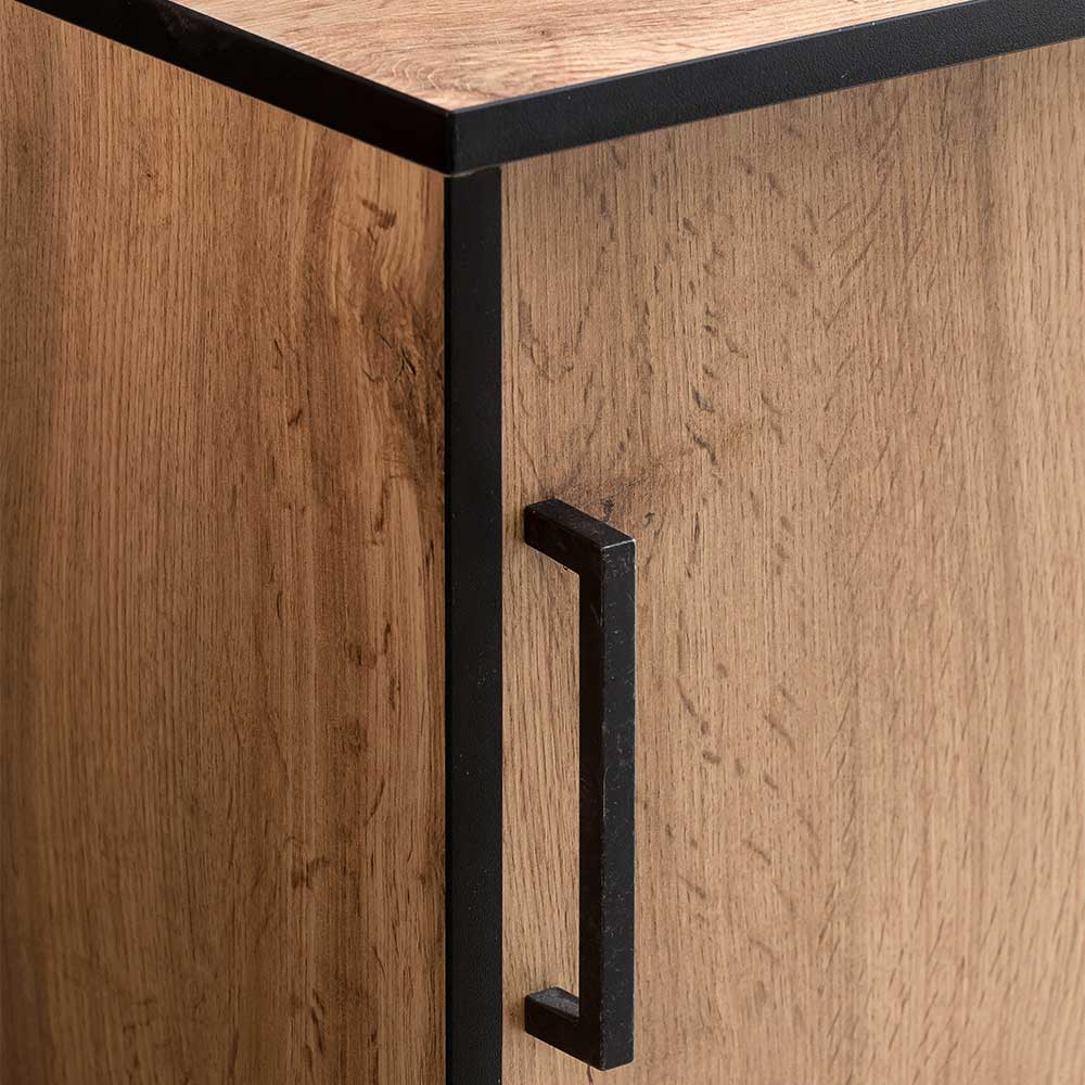 Aktenschrank mit Holzmaserung, schwarzem Rahmen und elegantem Griff – Zustic