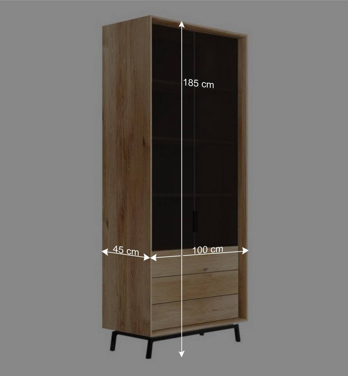 Design Eiche Schrank mit getönten Glastüren - Fabiella
