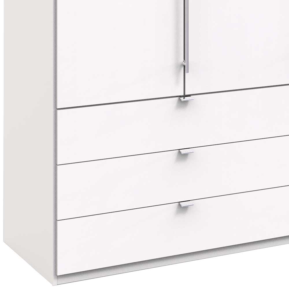 Weißer Kombi-Schlafzimmerschrank mit sechs breiten Schubkästen - Donpiave