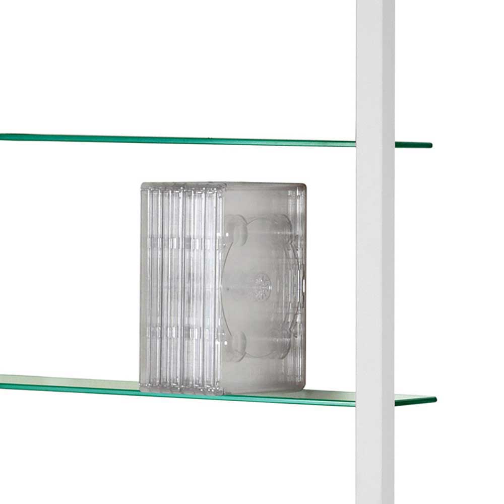 Hängeregal mit transparenten CD-Hüllen auf einem Glasboden zur Aufbewahrung – Voitara