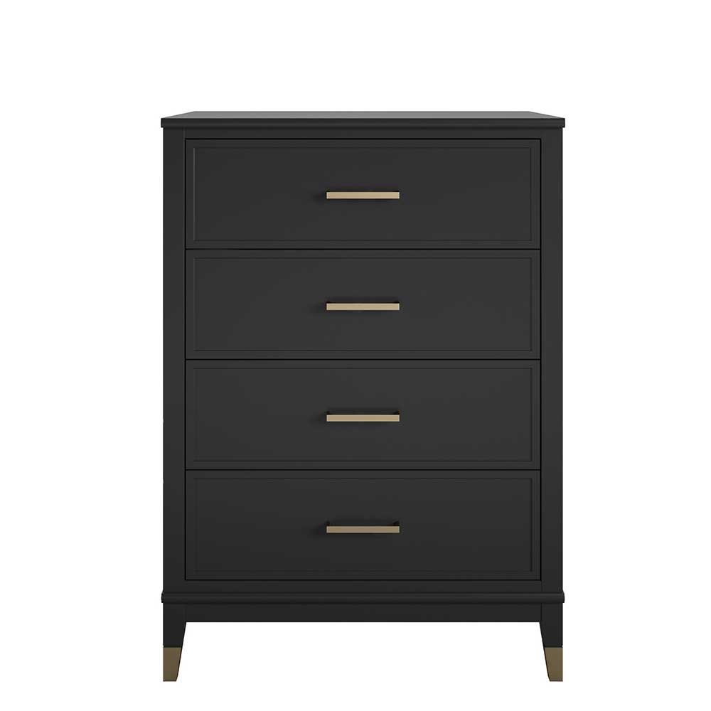 76x106x51 Hochkommode in Schwarz und Gold - Lorenca