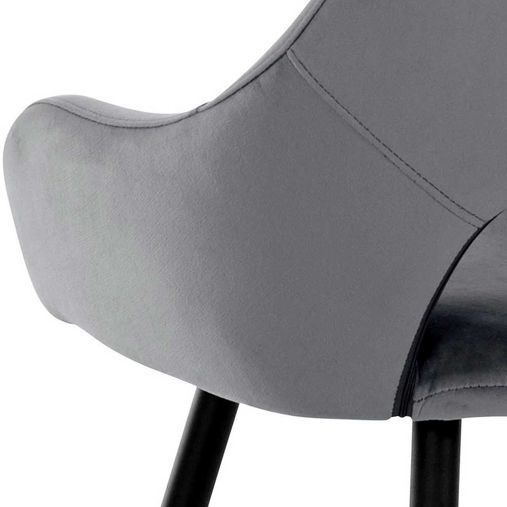 Skandi Armlehnenstühle in Grau Samt - Diniera (2er Set)
