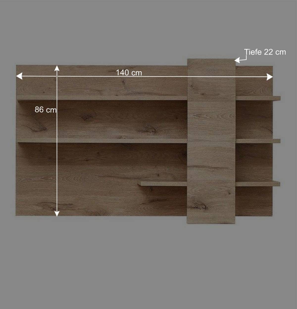 Holzoptik TV Anbauwand Set - Zelio (dreiteilig)