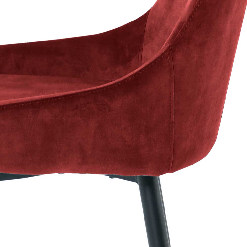 Roter Polsterstuhl aus Samt - Moyico (2er Set)