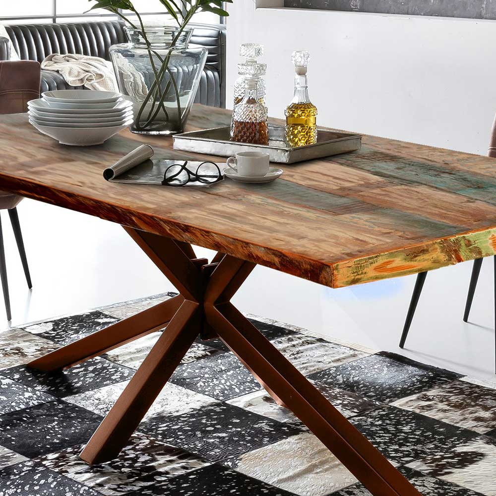 Shabby Designtisch aus Recyclingholz Bunt - Montesa