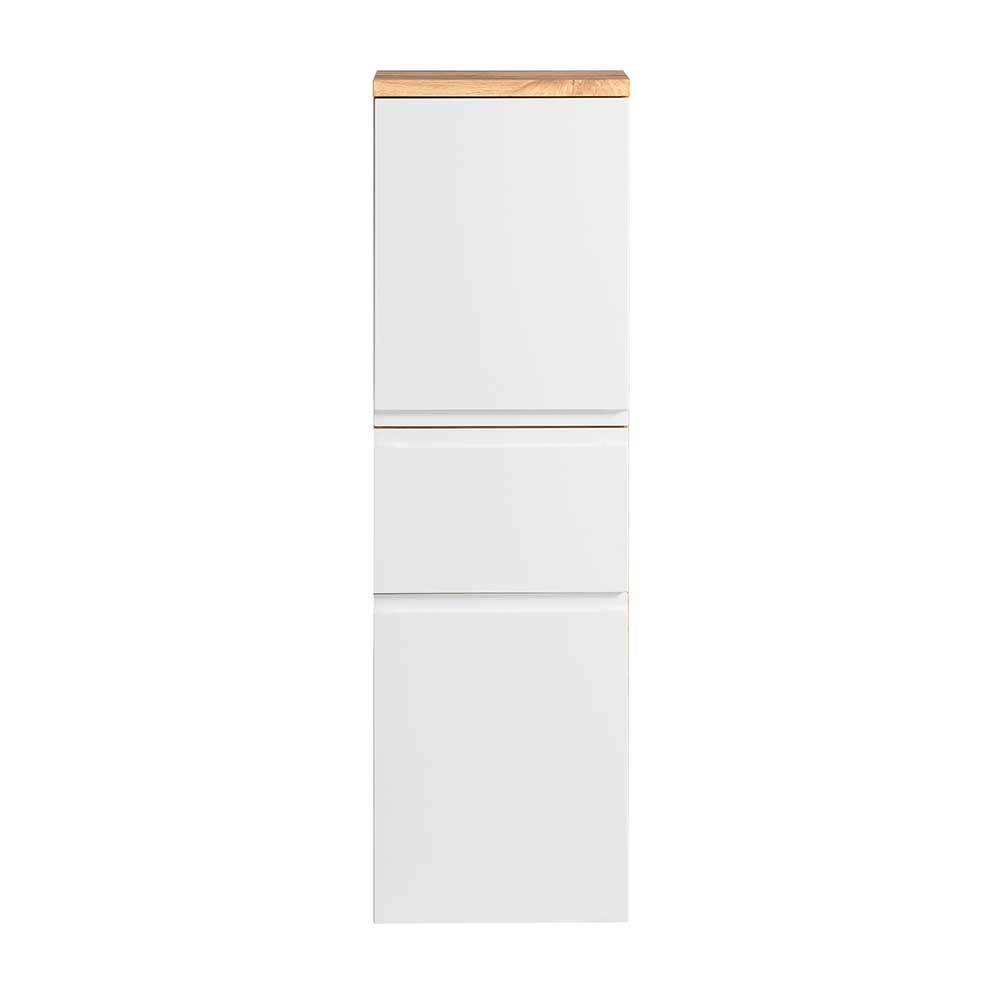 Badezimmer Midischrank in mattem Weiß & Wildeiche - Eight