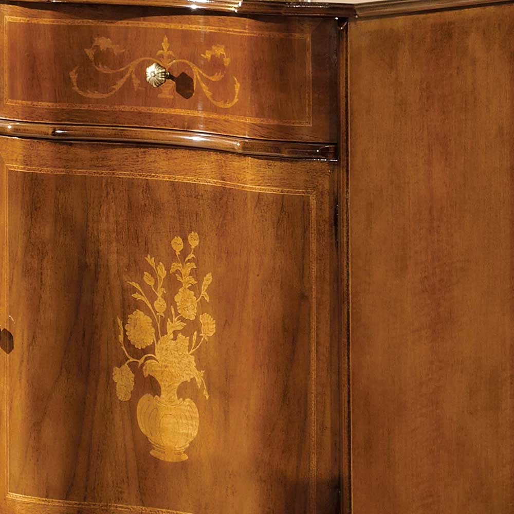 Italienische Kleinkommode im Barockstil Venerdina in Nussbaum Braun