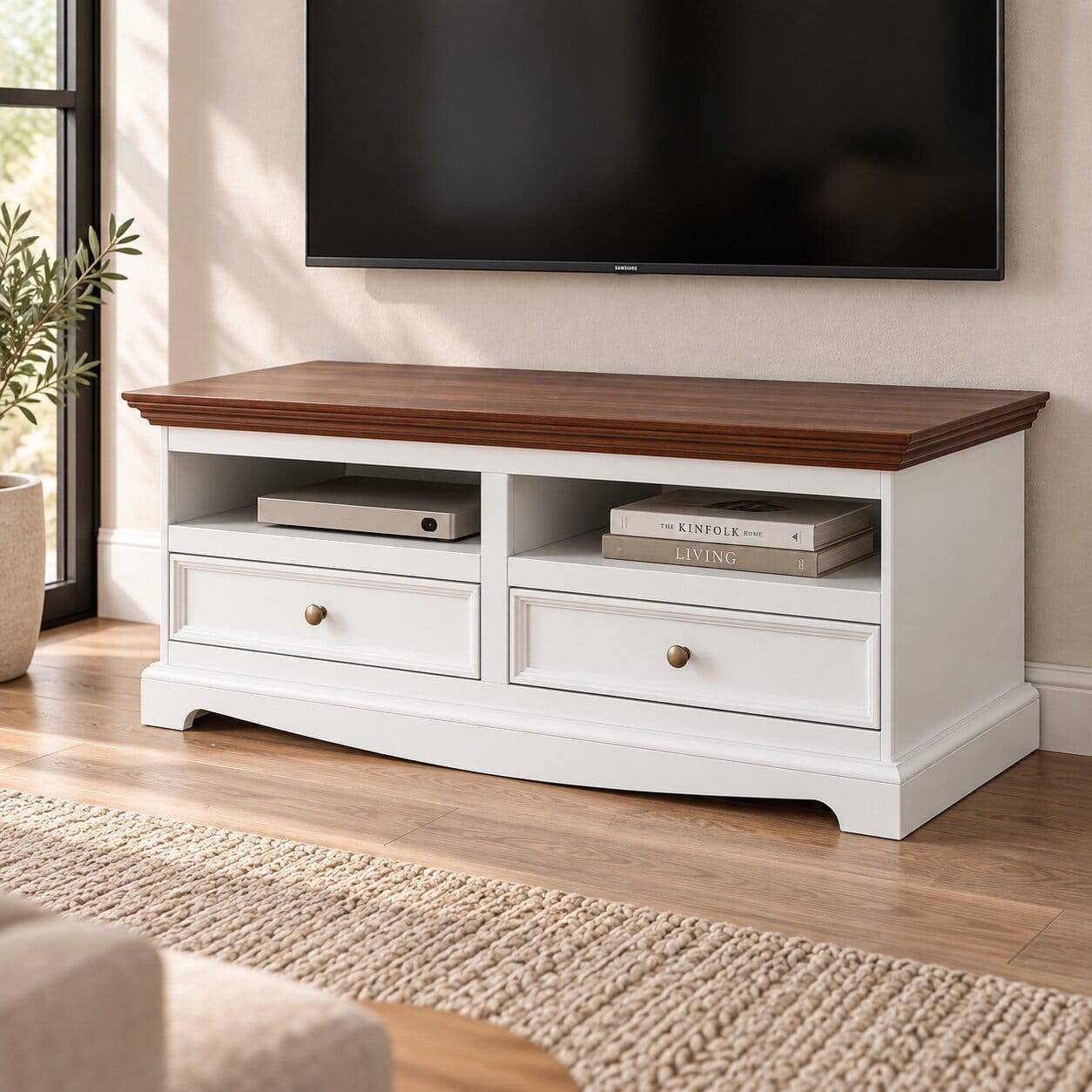 Schmales Landhaus TV Board mit 111 cm Breite - Manipur