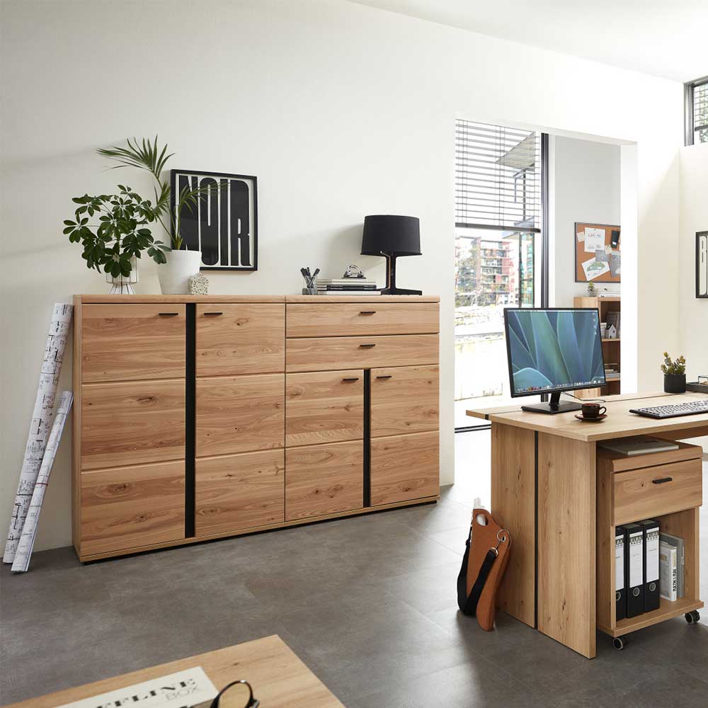 Büroschrank aus Holz mit natürlicher Maserung im Arbeitszimmer – Emly