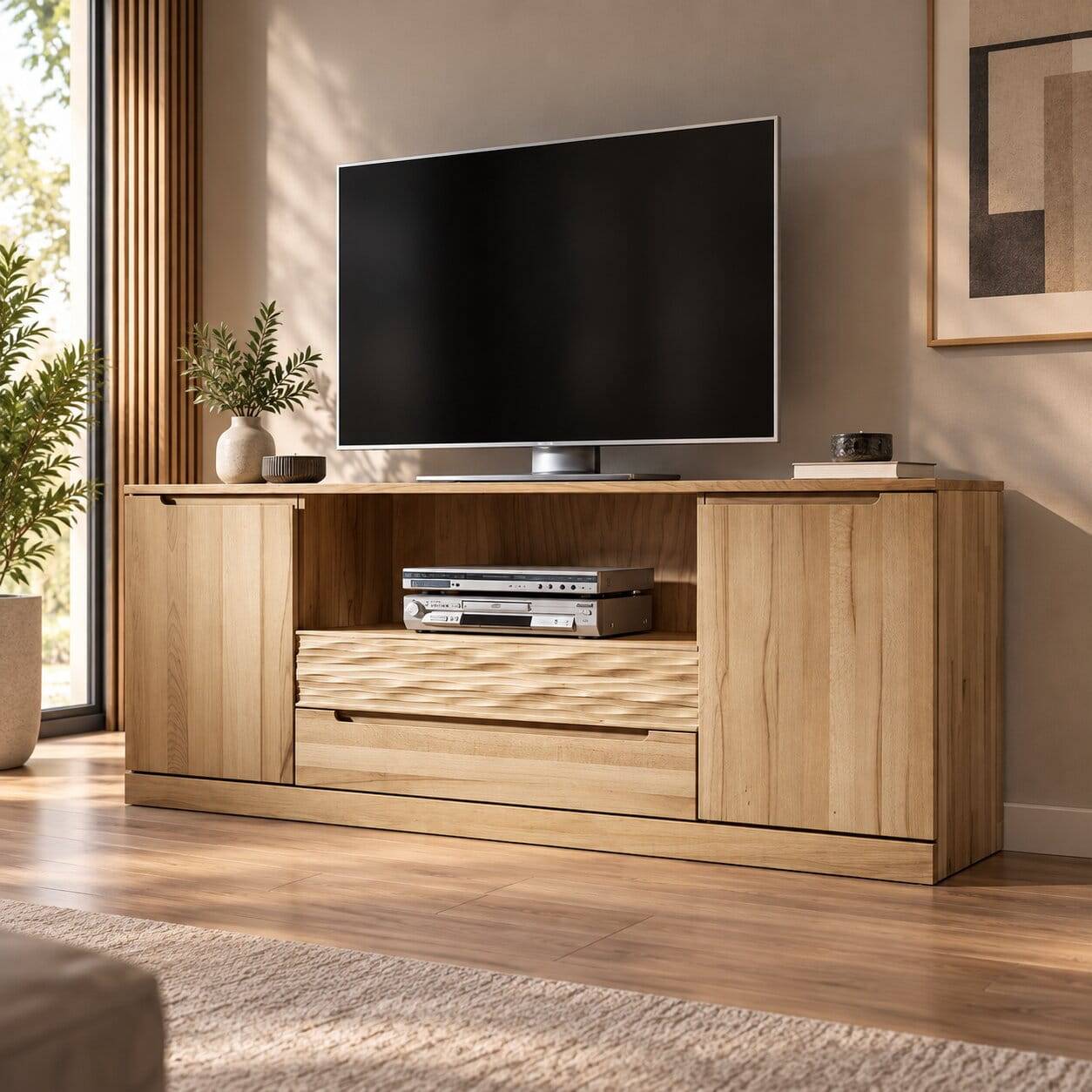 Massivholz TV Board Wahano aus Kernbuche