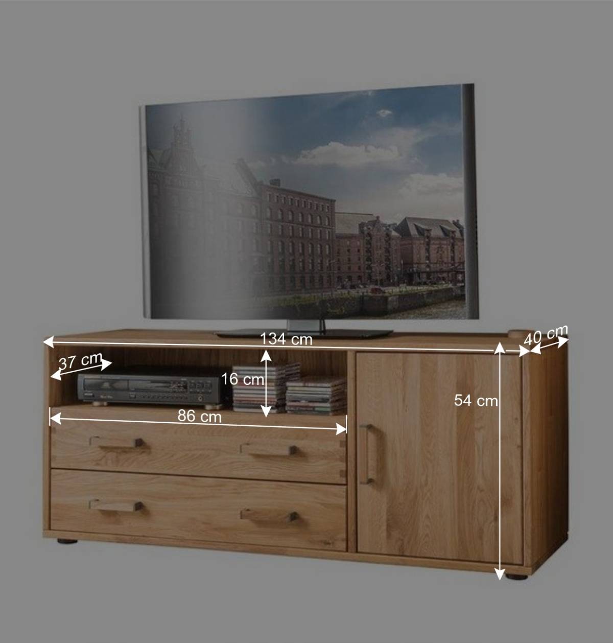 Wohnwand TV Lowboard aus Holz - Teano