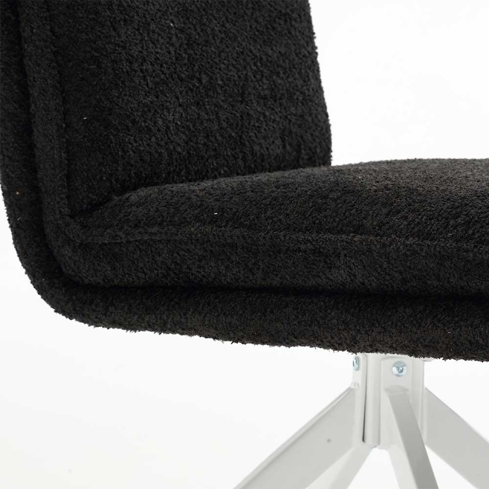 Esszimmer Drehstuhl aus Boucle Anthrazit - Calarina (2er Set)