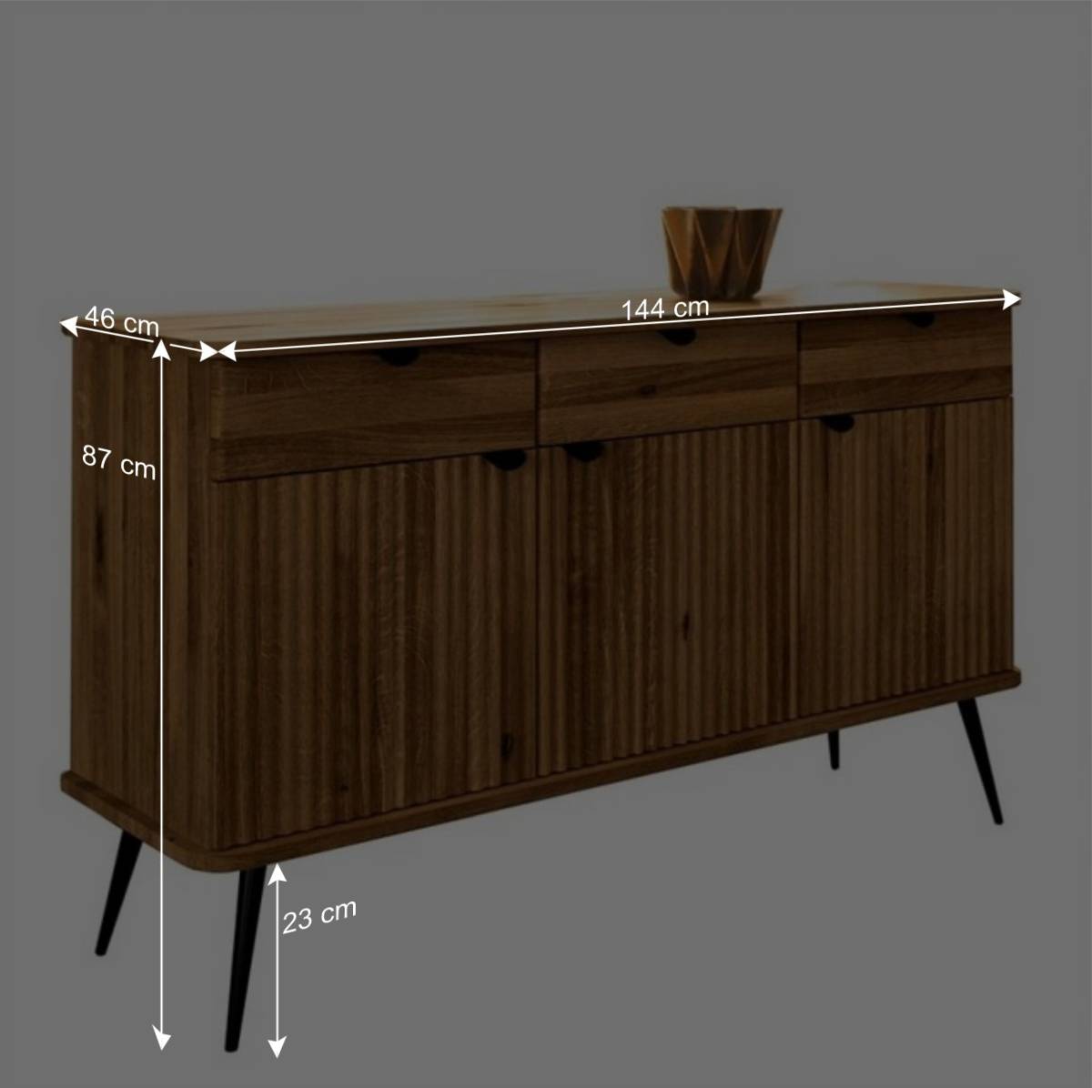 144x87x46 Moderne Anrichte aus Massivholz & Stahl - Casarius