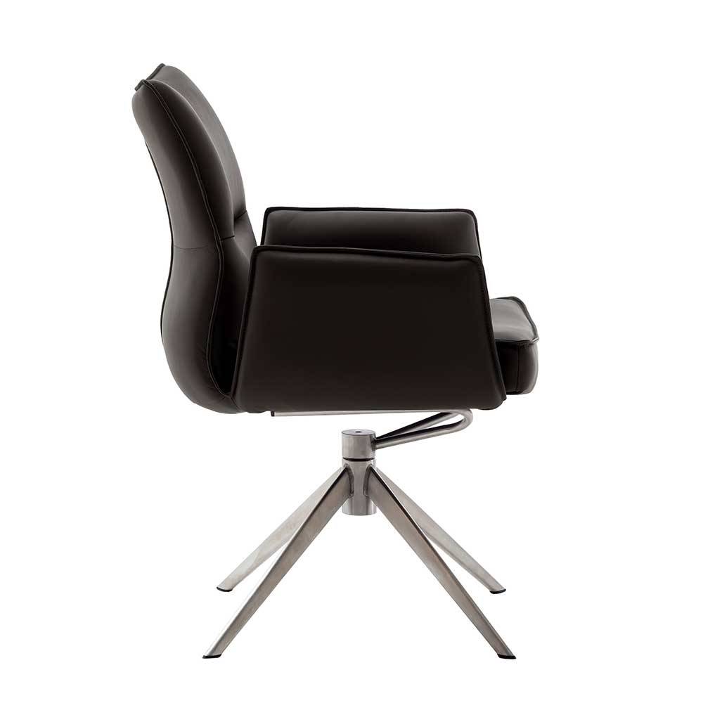 Drehbare Tischsessel aus Echtleder - Cascaya (2er Set)