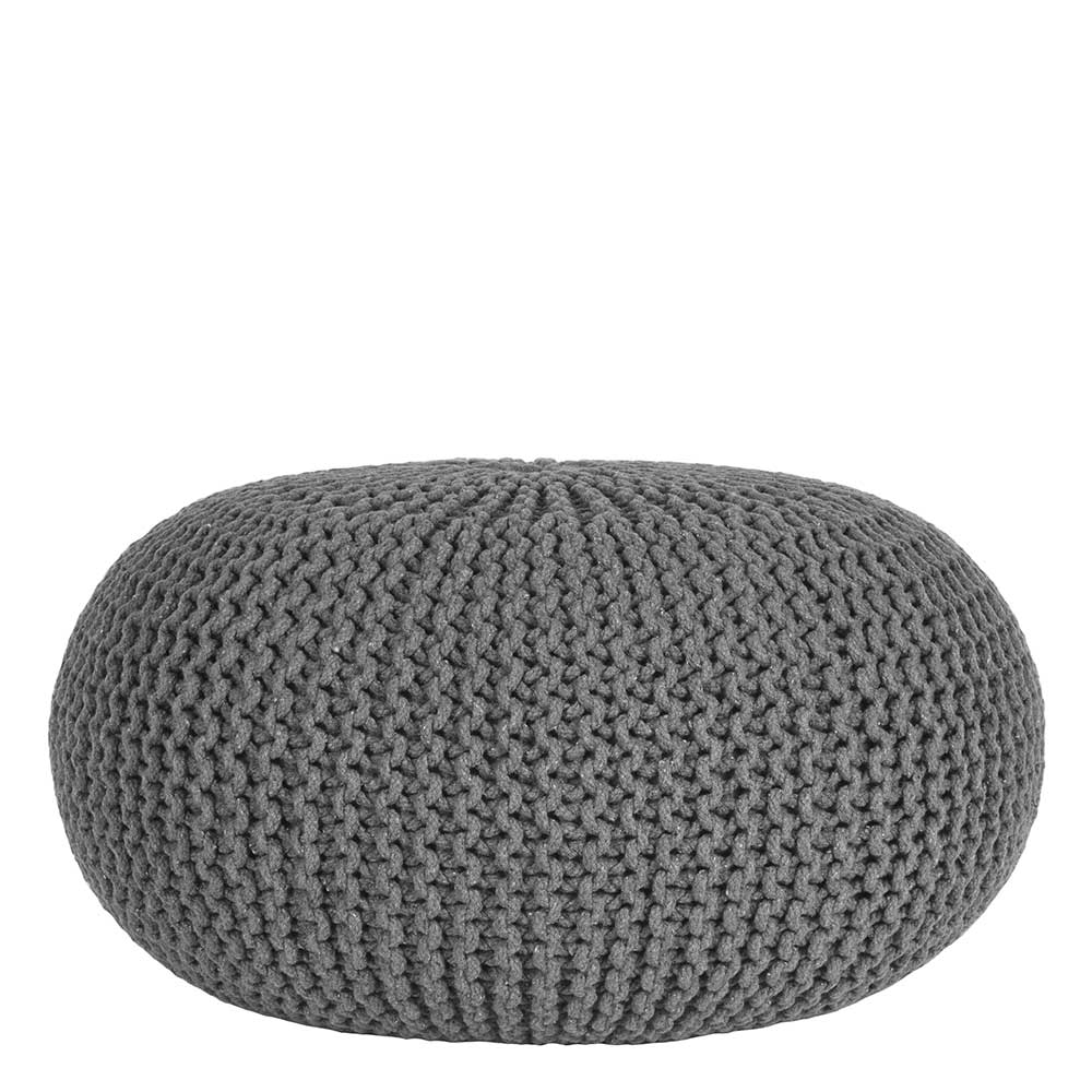 Skandi Pouf mit dunkelgrauem Strickstoff Bezug - Finaron