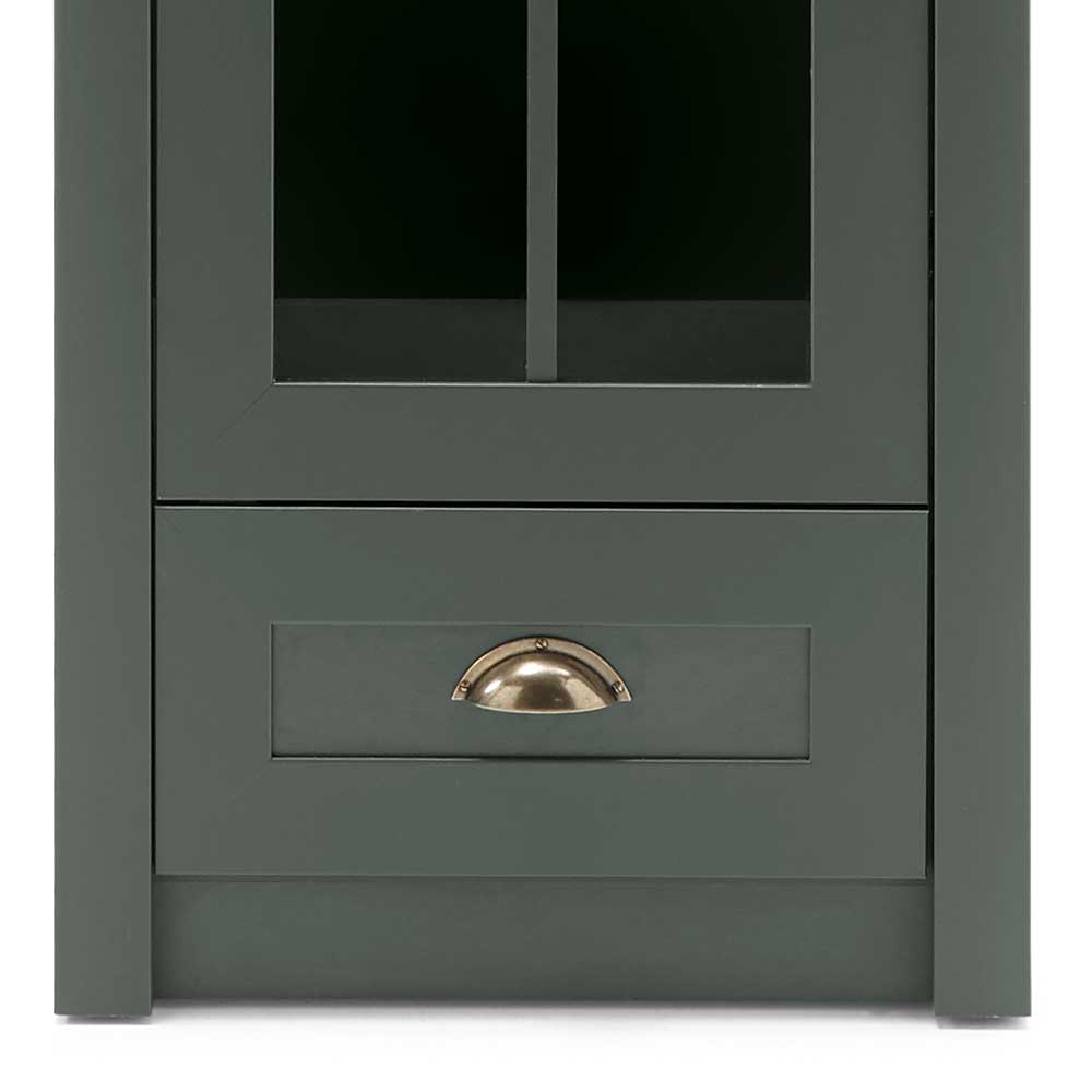 50x197x43 Country Vitrine in Dunkelgrün - Niestov