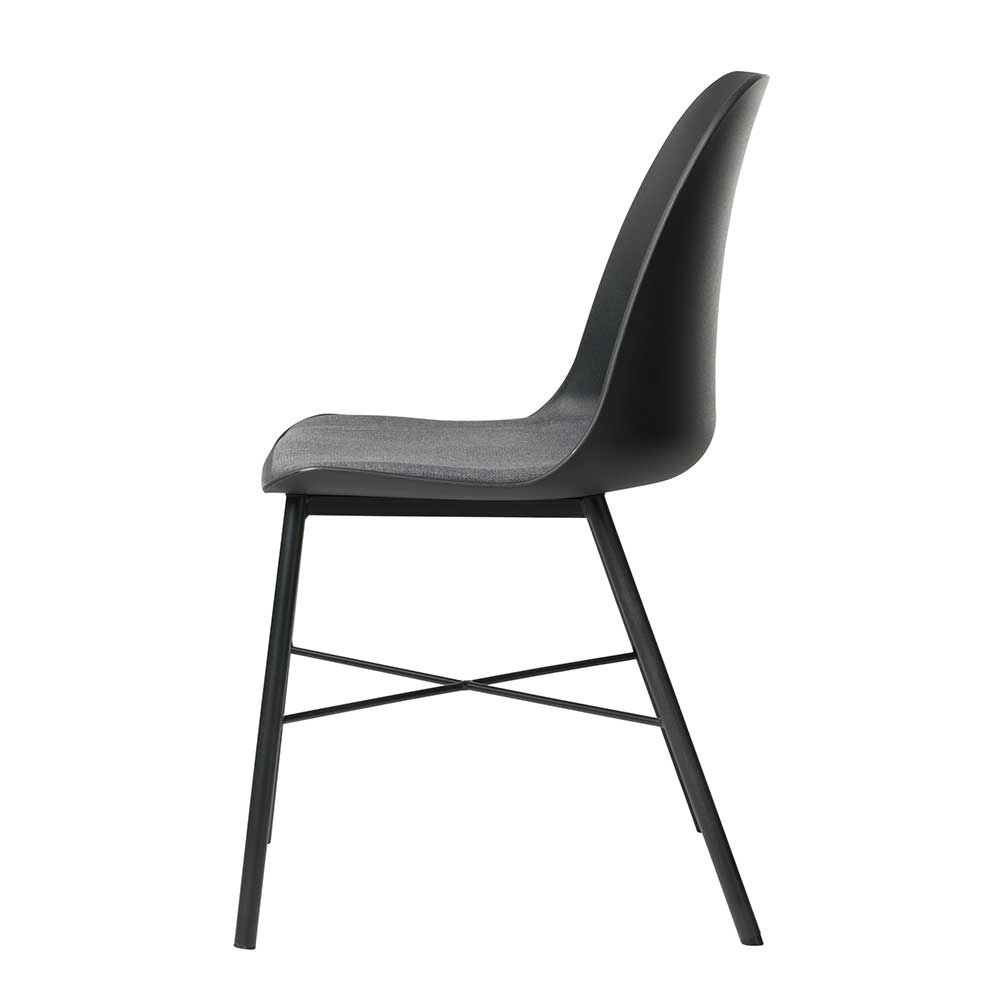 Schwarze Schalenstühle mit Stoffsitz Grau - Vorcalo (2er Set)