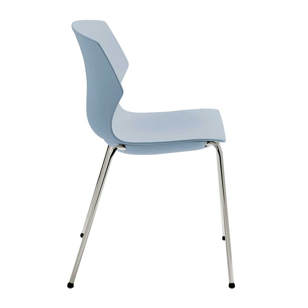 Stapelbarer Schalenstuhl in Blaugrau & Chrom - Casimon