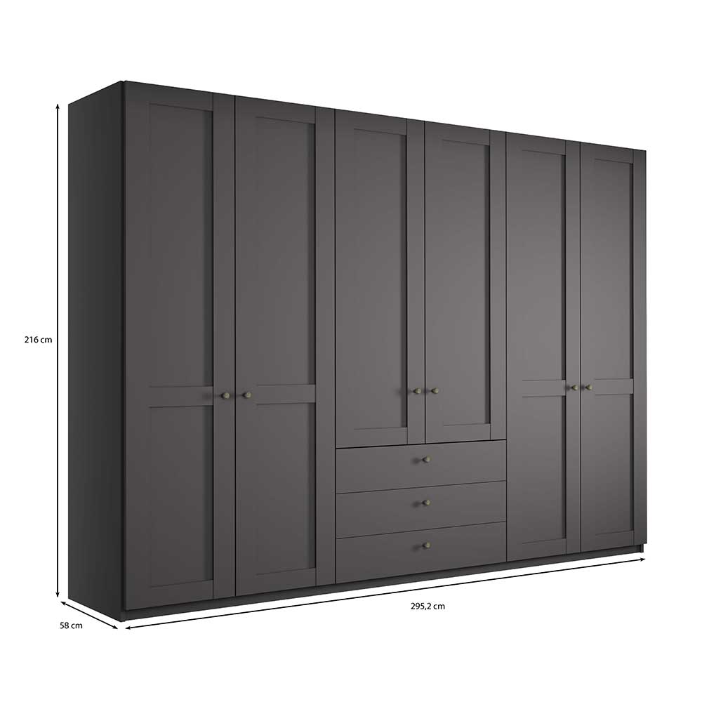 300 cm Kombi-Kleiderschrank in Dunkelgrau - Mataram