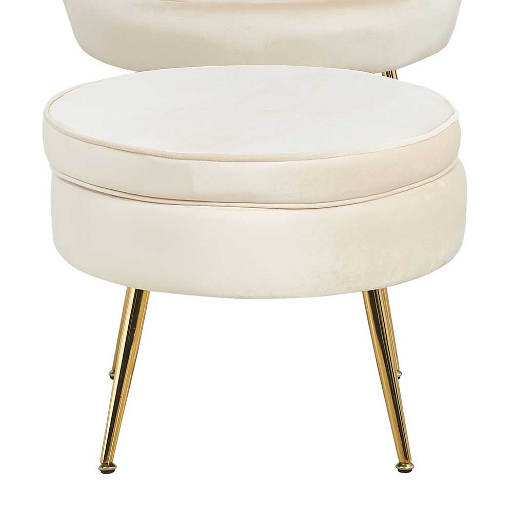 Hocker in Beige Samtbezug - Mamba