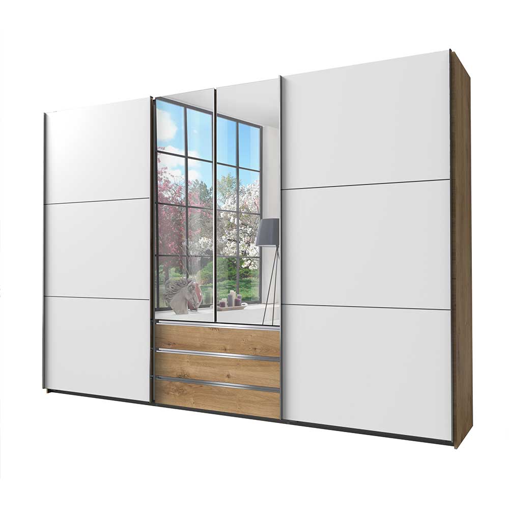 Schlafzimmerkleiderschrank 4-türig & 3 Schubladen - Stufania