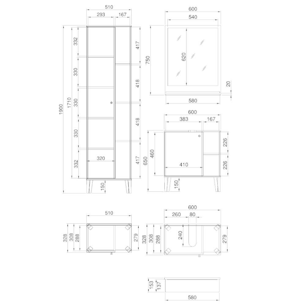 Badezimmermöbel Set modern - Naviron (dreiteilig)