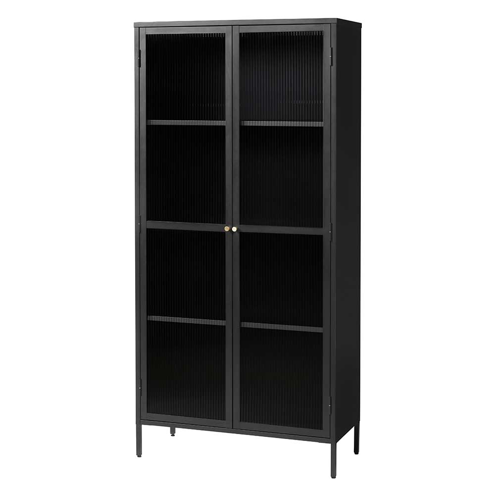90x190x40 cm Vitrinenschrank aus schwarzem Metall - Gulliver